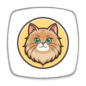 British Longhair Cat Breed Cartoon Kawaii Animal - Square fridge magnet - white - Front