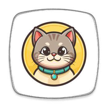 Anglais argent chat race dessin animé Kawaii animal de compagnie - Magnet carré - blanc - Devant