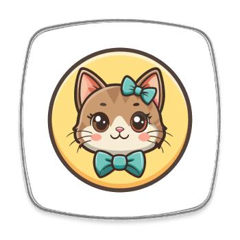 Chantilly Tiffany Chat Race Dessin animé Kawaii Animal - Magnet carré - blanc - Devant