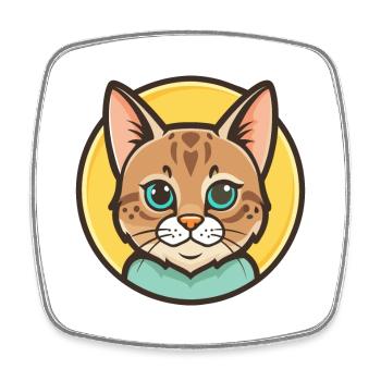 Kalifornische gesprenkelte Katzenrasse Karikatur Kawaii Haustier - Viereckiger Kühlschrankmagnet - Weiß - Vorne