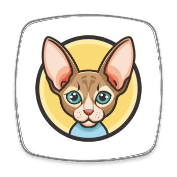 Cornish Rex Katzenrasse Cartoon Kawaii Tier Haustier - Viereckiger Kühlschrankmagnet - Weiß - Vorne