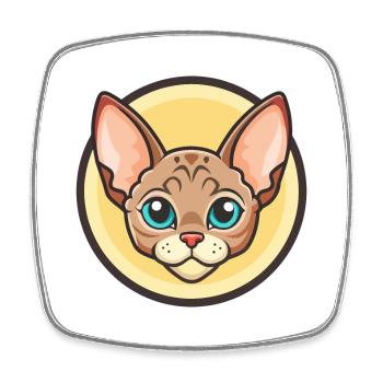 Devon Rex Cat Breed Cartoon Kawaii Animal Pet - Square fridge magnet - white - Front