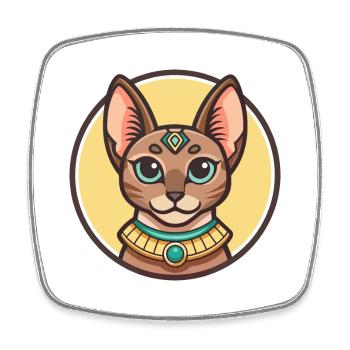 Egyptian Mau Cat Breed Cartoon Kawaii Animal Pet - Square fridge magnet - white - Front