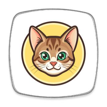 European Shorthair Cat Breed Cartoon Kawaii Animal - Square fridge magnet - white - Front