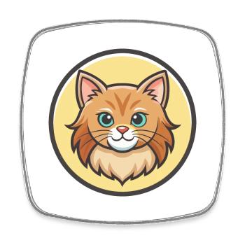 Gingembre Chat À Poil Long Race Dessin Animé Kawaii Animal - Magnet carré - blanc - Devant