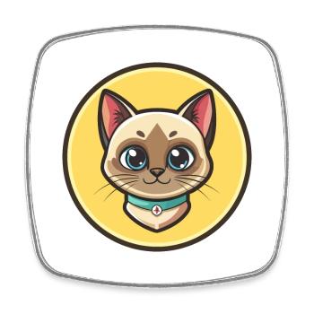 Khao Manee Chat Race Dessin Animé Kawaii Animal Pet - Magnet carré - blanc - Devant