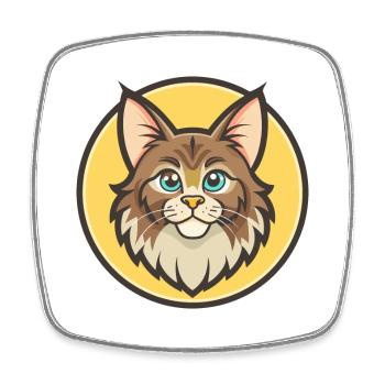 Maine Coon Cat Breed Cartoon Kawaii Animal Pet - Square fridge magnet - white - Front