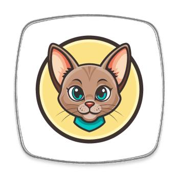 Korat Chat Race Dessin Animé Kawaii Animal Pet - Magnet carré - blanc - Devant