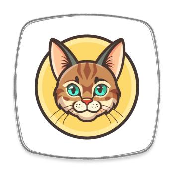 Manx Chat Race Dessin animé Kawaii Animal Pet - Magnet carré - blanc - Devant