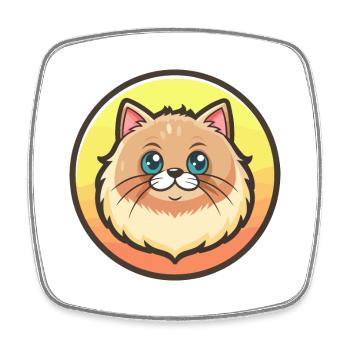 Persische Katze Rasse Karikatur Kawaii Tier Haustier - Viereckiger Kühlschrankmagnet - Weiß - Vorne
