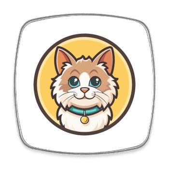 Angora turc Chat Race Dessin animé Kawaii Animal Pet - Magnet carré - blanc - Devant