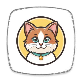 Turc Van Chat Race Dessin Animé Kawaii Animal Pet - Magnet carré - blanc - Devant