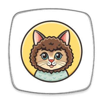 Laperm Chat Race Dessin Animé Kawaii Animal Pet - Magnet carré - blanc - Devant