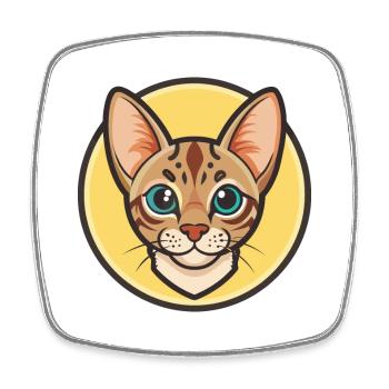 Ocicat Chat Race Dessin Animé Kawaii Animal Pet - Magnet carré - blanc - Devant