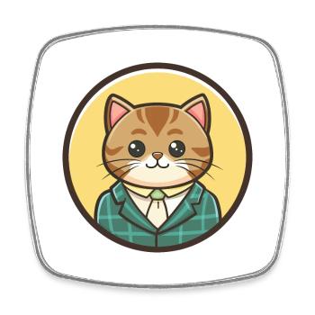 Scottish Straight Cat Breed Cartoon Kawaii Animal - Square fridge magnet - white - Front