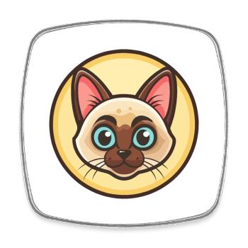 Siamkatze Rasse Karikatur Kawaii Tier Haustier - Viereckiger Kühlschrankmagnet - Weiß - Vorne