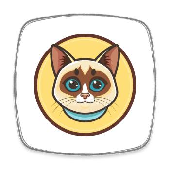Snowshoe Cat Breed Cartoon Kawaii Animal Pet - Square fridge magnet - white - Front