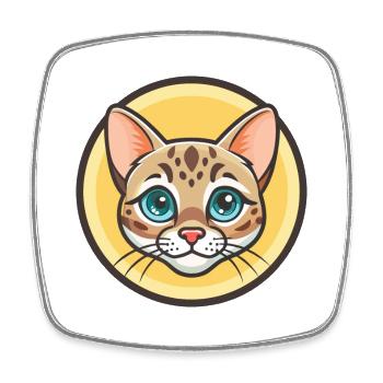 Schnee Bengal Katze Rasse Karikatur Kawaii Tier Haustier - Viereckiger Kühlschrankmagnet - Weiß - Vorne