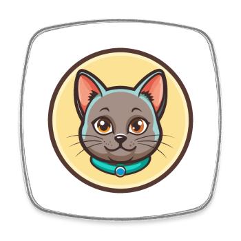 Russische Blaue Katze Rasse Karikatur Kawaii Tier Haustier - Viereckiger Kühlschrankmagnet - Weiß - Vorne