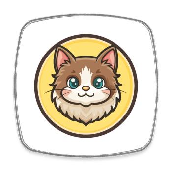 Ragamuffin Chat Race Dessin animé Kawaii Animal Pet - Magnet carré - blanc - Devant