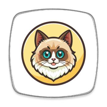 Ragdoll Chat Race Dessin animé Kawaii Animal Pet - Magnet carré - blanc - Devant