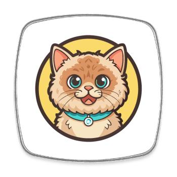 Selkirk Rex Katzenrasse Cartoon Kawaii Tier Haustier - Viereckiger Kühlschrankmagnet - Weiß - Vorne
