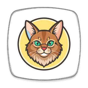Chat Somali Race Dessin animé Kawaii Animal Pet - Magnet carré - blanc - Devant
