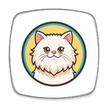 Blanc Chat Persan Race Dessin Animé Kawaii - Magnet carré - blanc - Devant