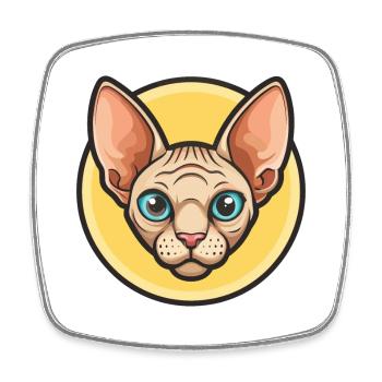 Don Sphynx Cat Breed Cartoon Kawaii Animal Pet - Square fridge magnet - white - Front