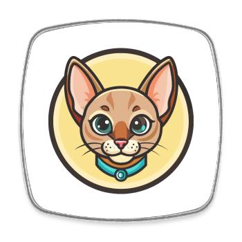Orientalische Katzenrasse Cartoon Kawaii Tier Haustier - Viereckiger Kühlschrankmagnet - Weiß - Vorne