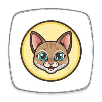 Singapura Katzenrasse Karikatur Kawaii Tier Haustier - Viereckiger Kühlschrankmagnet - Weiß - Vorne