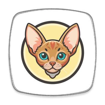 rouge Devon Rex Chat Race Dessin animé Kawaii Animal Pet - Magnet carré - blanc - Devant