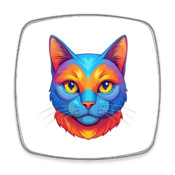 Chartreux Cat Breed Cartoon Kawaii Animal Pet - Square fridge magnet - white - Front