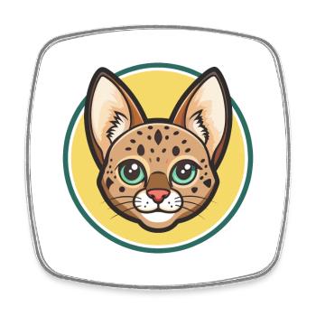Savannah Chat Race Dessin Animé Kawaii Animal Pet - Magnet carré - blanc - Devant