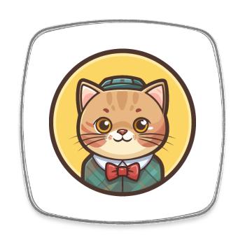 Scottish Shorthair Cat Breed Cartoon Kawaii Animal - Square fridge magnet - white - Front