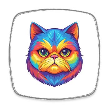 Exotique Shorthair Chat Race Dessin animé Kawaii Animal P - Magnet carré - blanc - Devant