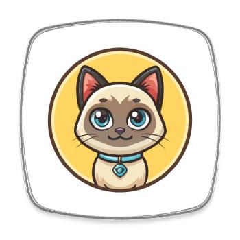 Chat thaïlandais race dessin animé Kawaii Animal Pet - Magnet carré - blanc - Devant
