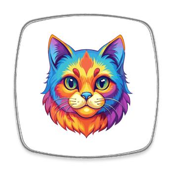 Munchkin Katze Rasse Karikatur Kawaii Tier Haustier - Viereckiger Kühlschrankmagnet - Weiß - Vorne