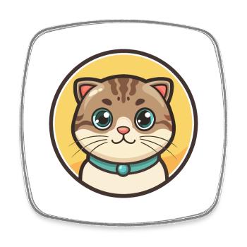 Scottish Fold Chat Race Dessin animé Kawaii Animal Pet - Magnet carré - blanc - Devant