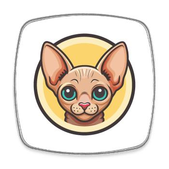 Sphynx Chat Race Dessin animé Kawaii Animal Animal Pet - Magnet carré - blanc - Devant