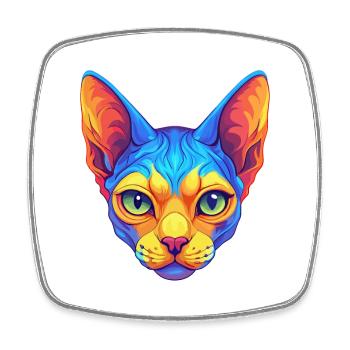 Devon Rex Cat Breed Cartoon Kawaii Animal Pet - Square fridge magnet - white - Front