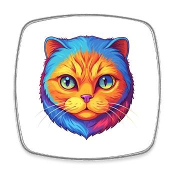 Scottish Fold Katze Rasse Cartoon Kawaii Tier Haustier - Viereckiger Kühlschrankmagnet - Weiß - Vorne