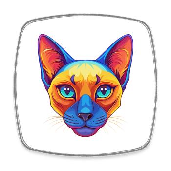 Siamesische Kurzhaarkatze Rasse Cartoon Kawaii Tier - Viereckiger Kühlschrankmagnet - Weiß - Vorne