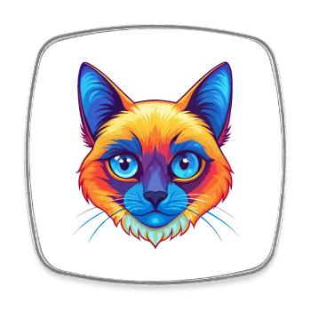 Snowshoe Cat Breed Cartoon Kawaii Animal Pet - Square fridge magnet - white - Front