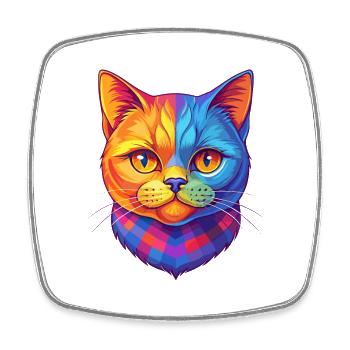 Scottish Shorthair Cat Breed Cartoon Kawaii Animal - Square fridge magnet - white - Front