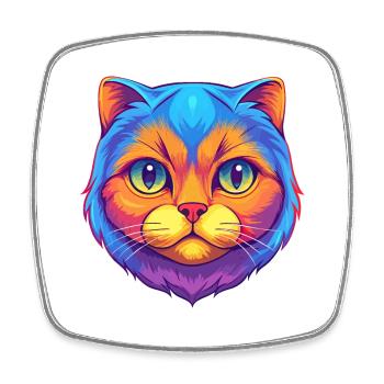 Scottish Fold Kurzhaarkatze Rasse Cartoon Kawaii A - Viereckiger Kühlschrankmagnet - Weiß - Vorne