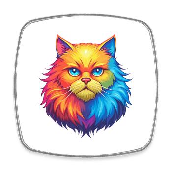 Weiße Langhaar Perserkatze Rasse Cartoon Kawaii Eine - Viereckiger Kühlschrankmagnet - Weiß - Vorne