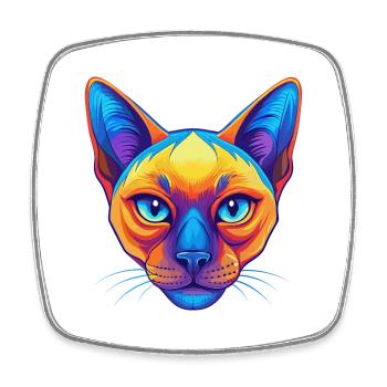 Chat Tonkinois Race de chat Dessin animé Kawaii Animal de compagnie - Magnet carré - blanc - Devant