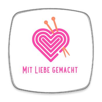 mit Liebe Häkelherz - Viereckiger Kühlschrankmagnet - Weiß - Vorne
