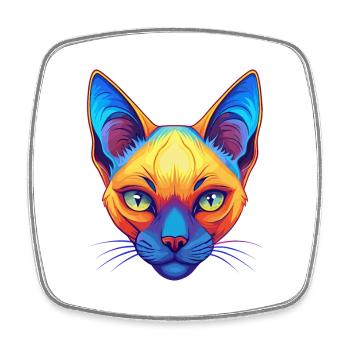 Chat siamois race dessin animé kawaii animal de compagnie - Magnet carré - blanc - Devant